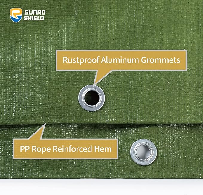 GUARD SHIELD Heavy Duty Tarp 20x30 Feet Green Multi Purpose Thick Waterproof Poly Tarp Cover 10mil