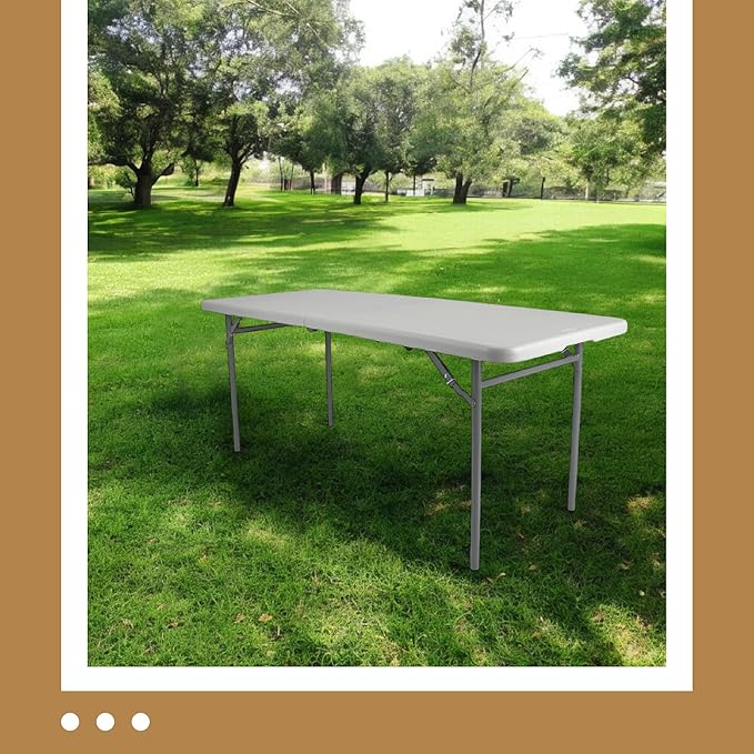 OEF Furnishings OEFCMFIH3072 Rectangular Commercial-Grade Premium Industrial Fold-in-Half Blow-Molded Folding Table with 18-Gauge Steel Frame and Thick Top (Rectangle, 30" × 72", Speckled Gray Top)