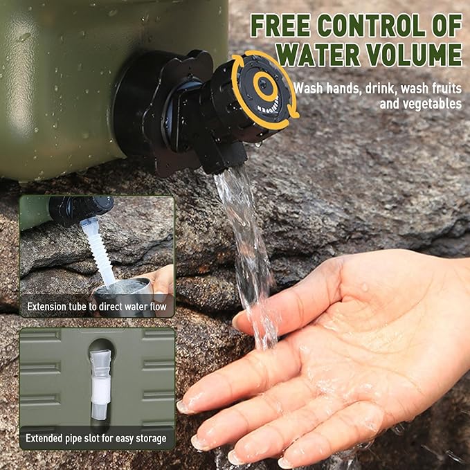 5 Gallon Water Jug,Camping Water Container with Spigot,BPA-Free with Cleaning,Brush Military Green Tank Portable,Suitable for Outdoor Camping and Hiking,Army Green