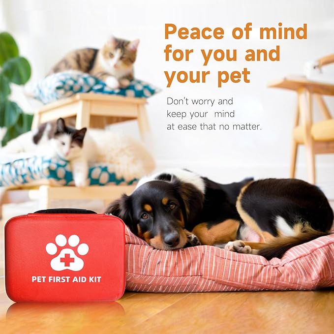 First Aid Kit for Dogs and Cats - 25 Piece Pet Emergency Kit for Travel, Home & Outdoor Use with Foldable Carry Case, Medical Supplies for Wound Care, Safety & Survival