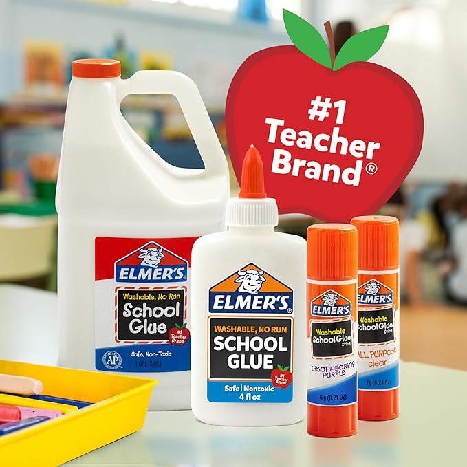 Elmer's All Purpose School Glue Sticks, Acid-Free and Washable, Clear, 7 Grams, 30 Count - Craft Projects, Poster, Vision Board, Classroom Supplies, #1 Teacher Brand