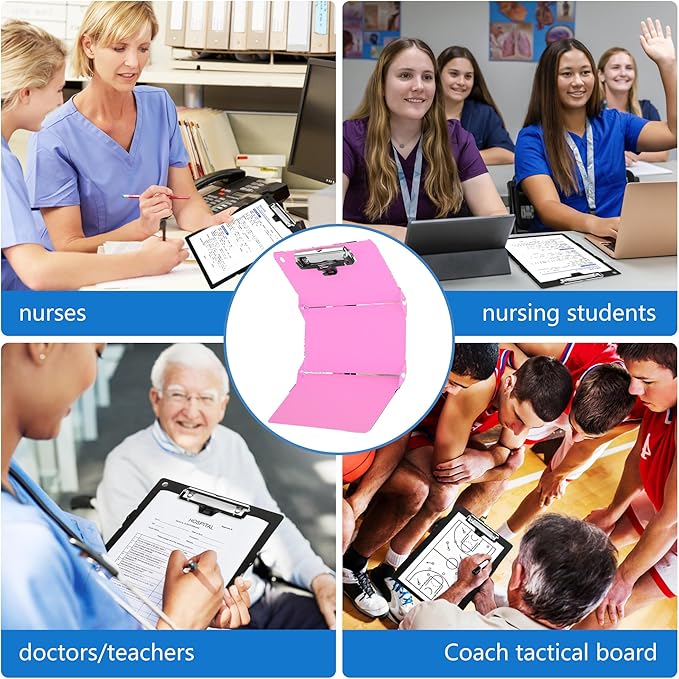 Nursing Foldable Medical Clipboard, Edition Cheat Sheets Lithium 3 Layers Foldable Clipboards Nursing Pocket Size Profile Clip Nurse Clipboards Notepad for Nurses Students and Doctors, Pink