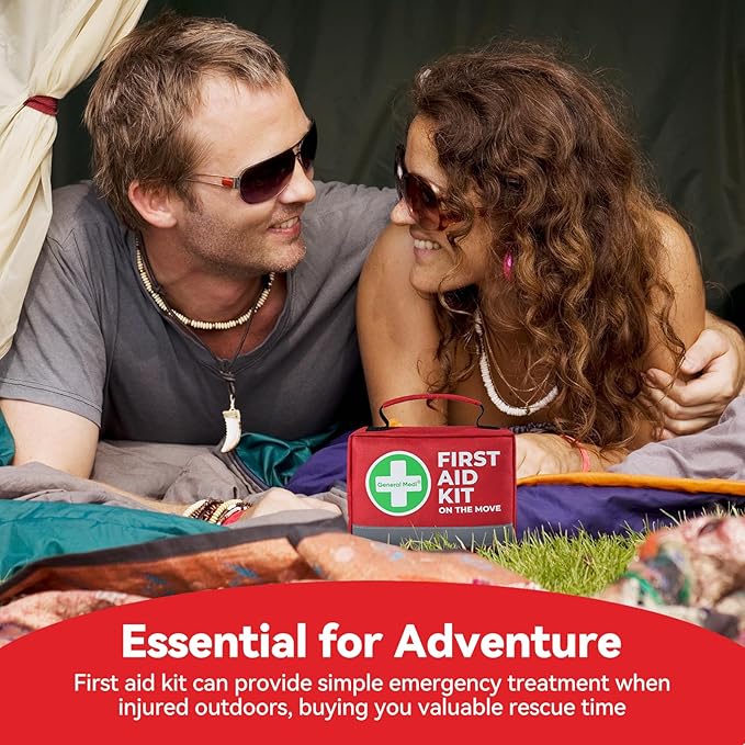 General Medi First Aid Kit - 150 Pieces Small Compact First Aid Kit Bag - Includes Instant Cold Pack, Emergency Blanket for Travel, Home, Office, Vehicle, Camping