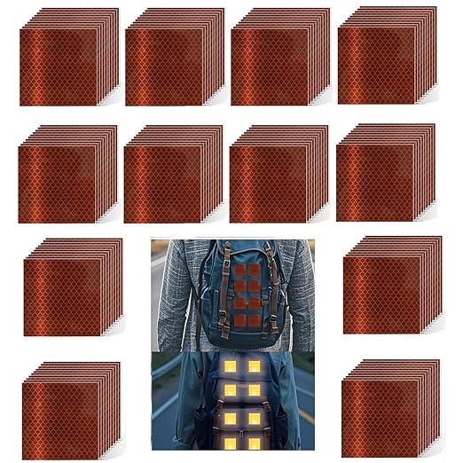 Brown Reflective Stickers 2 inch X 2 inch, Outdoor Waterproof High Visibility Warning Safety Adhesive Reflector Tape (120 Pcs)