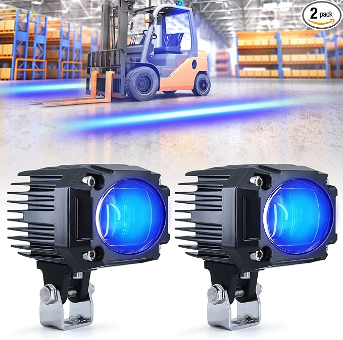eTzone New LED Forklift Lights Blue LED Straight Line Forklift Safety Light 10W DC 10-80V Warehouse Hazardous Area Warning Lights 2 Pack