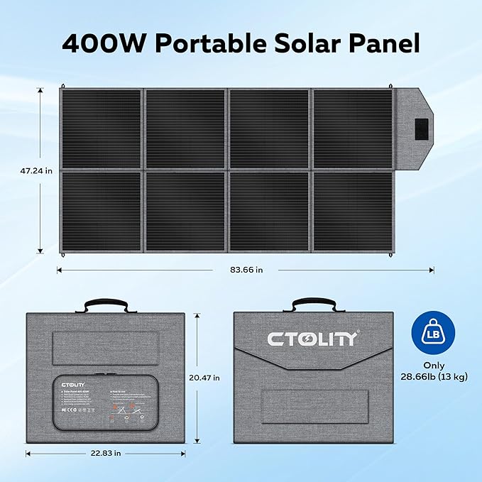400W Portable Solar Panel for Power Station, Foldable Solar Charger, IP68 Waterproof Solar Panel Kit USB/Type-C/XT60/MC4 Anderson Aviation Output for Outdoor RV Camper Emergency Power Supply