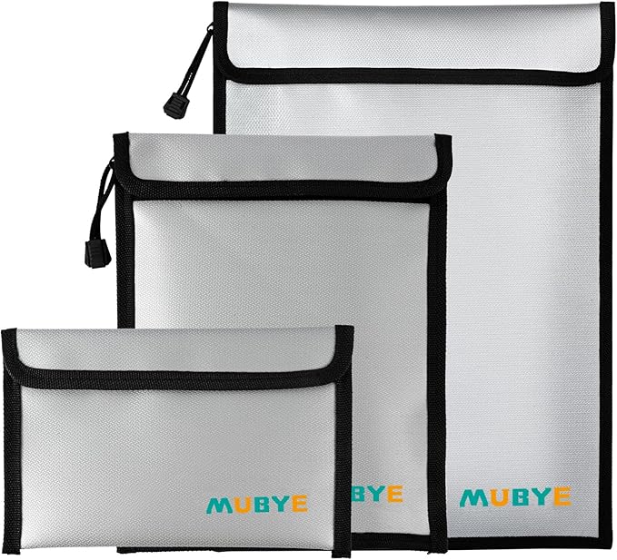 Upgraded Fireproof Waterproof Document Bag - 3 Pack Safe Money Bags With Zipper, Fire & Water Resistant Storage Organizer Pouch for Documents Holder,File,Cash,Passport,Tablet (Gray)