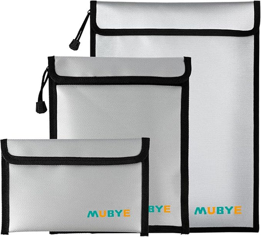 Upgraded Fireproof Waterproof Document Bag - 3 Pack Safe Money Bags With Zipper, Fire & Water Resistant Storage Organizer Pouch for Documents Holder,File,Cash,Passport,Tablet (Gray)