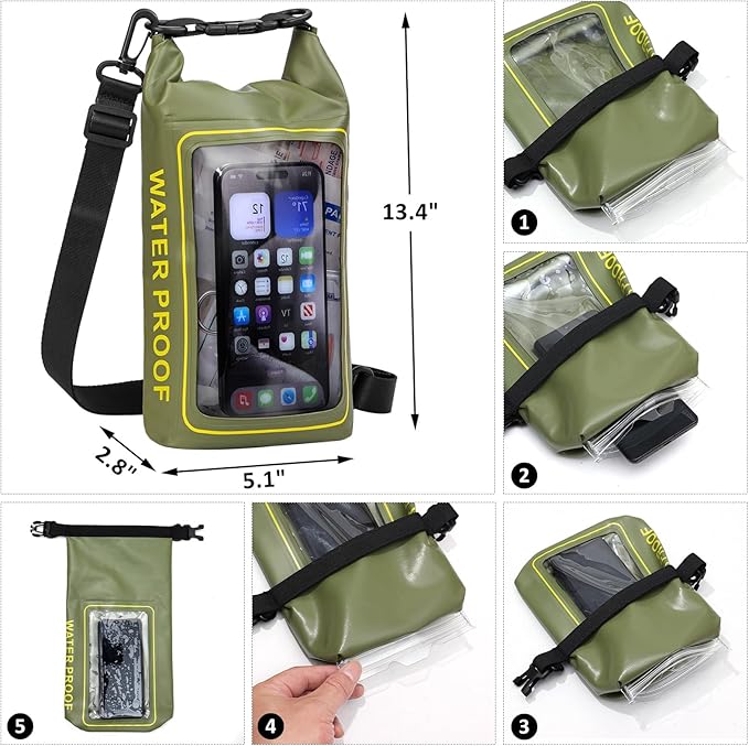 154 Pieces Waterproof Boat First Aid Kit Dry Bag with Cell Phone Bug Out Bags Pouch Roll Top Boat Emergency Kit 2-in-1 for Camping Fishing Kayaking Swimming Rafting