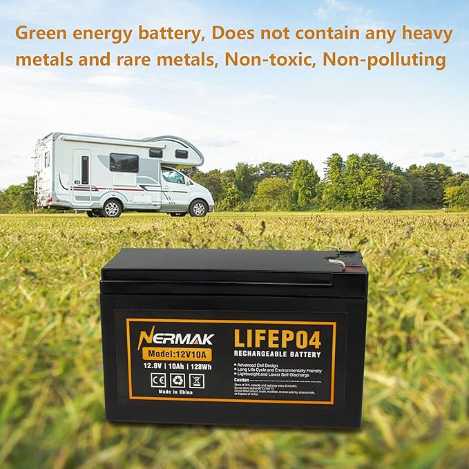 2 Pack 12V 10Ah Lithium Ion LiFePO4 Deep Cycle Battery, 2000+ Cycles Rechargeable Battery for Solar/Wind Power, Scooters, Lighting, Power Wheels, Fish Finder Built-in 10A BMS
