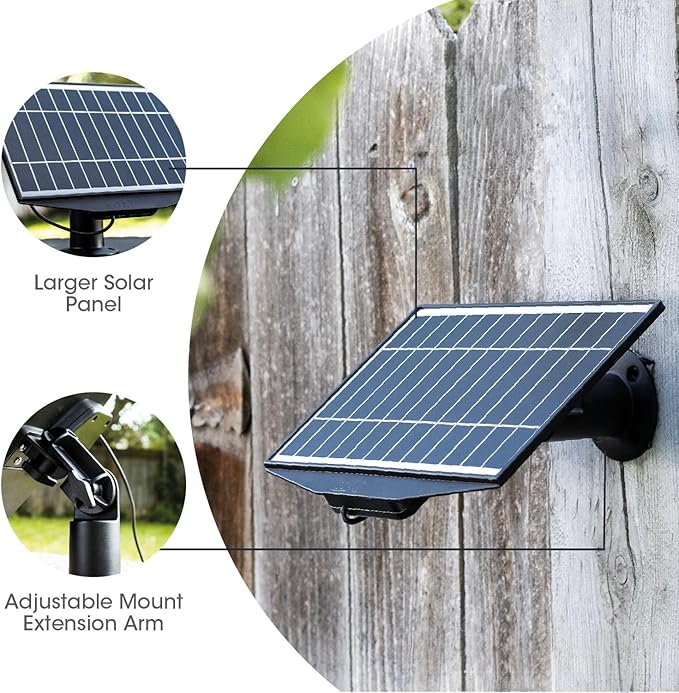 8W Solar Panel for Ring Stick Up Cam, Stick Up Cam Pro, Spotlight Cam Plus, Spotlight Cam Pro - Black