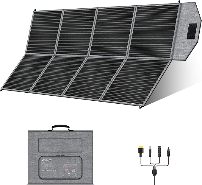 400W Portable Solar Panel, 24% High Efficiency Foldable Solar Panels Charger with Adjustable Kickstand IP65 Waterproof for Power Station Outdoor RV Camping Off Grid Hiking Emergency Power Supply