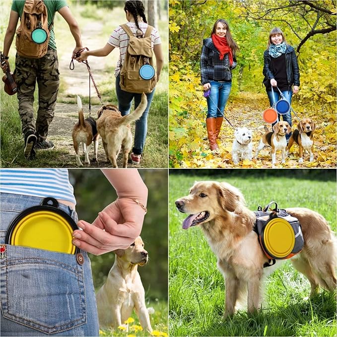 Collapsible Pet Bowl Set, 12oz Travel Dog Bowls with Carabiners, Portable Foldable Design, 6 Pack