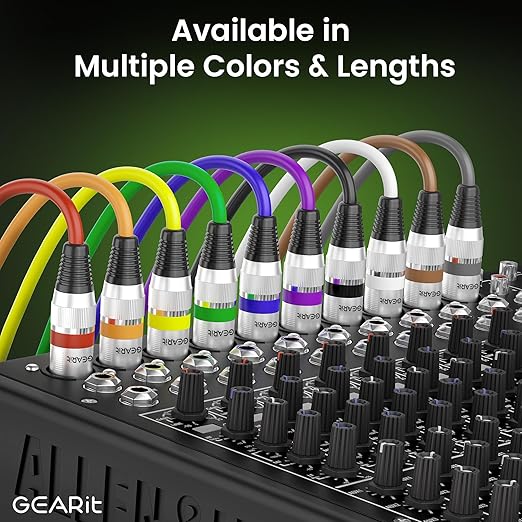 GEARit XLR Male to Female Microphone Cable (100 Feet, 1 Pack) 3-Pin Balanced Shielded Mixer, Recording Studio, Podcast - Green