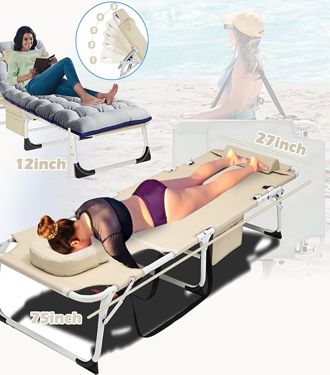ABORON Heavy-Duty Folding Guest Bed for Adults, 500lb Capacity, Portable Extra Cot with 1239D Double Layer, Ideal for Indoor Guest Stays & Temporary Home Use
