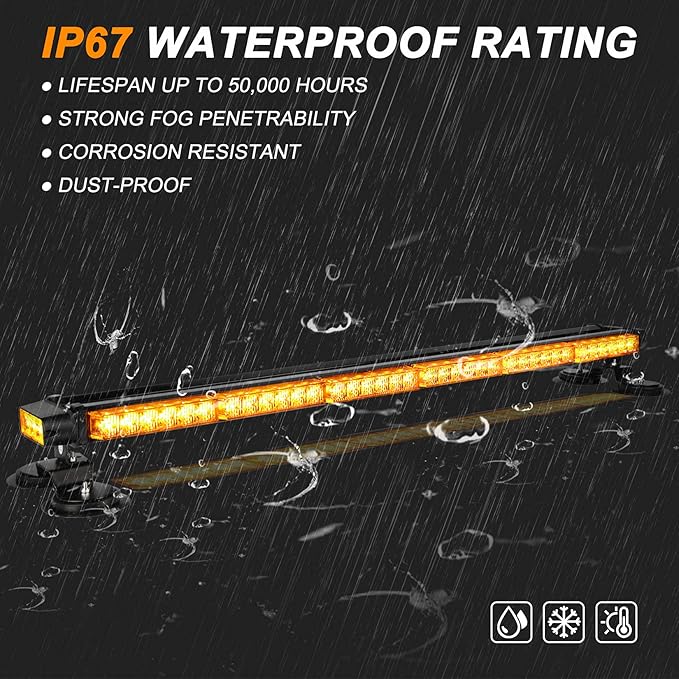ASPL 38.5" 78 LED Strobe Light Bar Double Side Flashing High Intensity Emergency Warning Flash Strobe Light with Magnetic Base for Safety Construction Vehicles Tow Trucks Pickup (Amber)