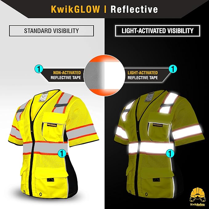KwikSafety - Charlotte, NC - Men's & Women's Class 3 Safety Vest PPE Hi Vis Reflective ANSI OSHA