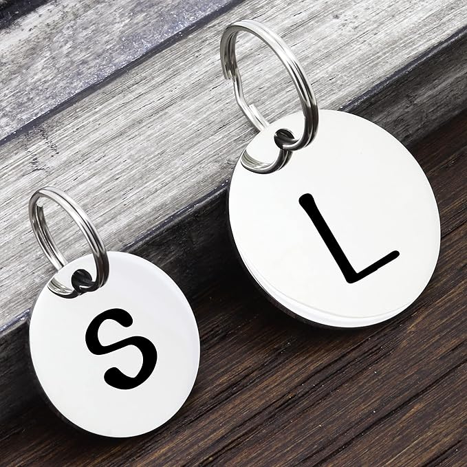 Ultra Joys Personalized Dog Tags for Pets - Durable Stainless Steel Customizable Dog Cat ID Tags - Dog Tags for Safety Optional Engraved on Both Sides -Round Shape Dog Tag Large Size, Silver