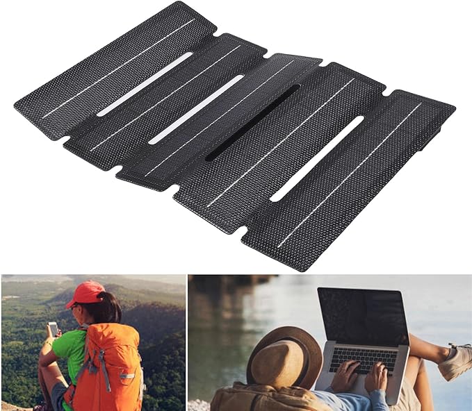 Generic Foldable Solar Panel, 25w 5 Fold Monocrystalline Silicon Etfe Thin Portable Solar Panel with 10 in 1 Connector Cable, Water Proof, for Outdoor Travel, Camping, Hiking