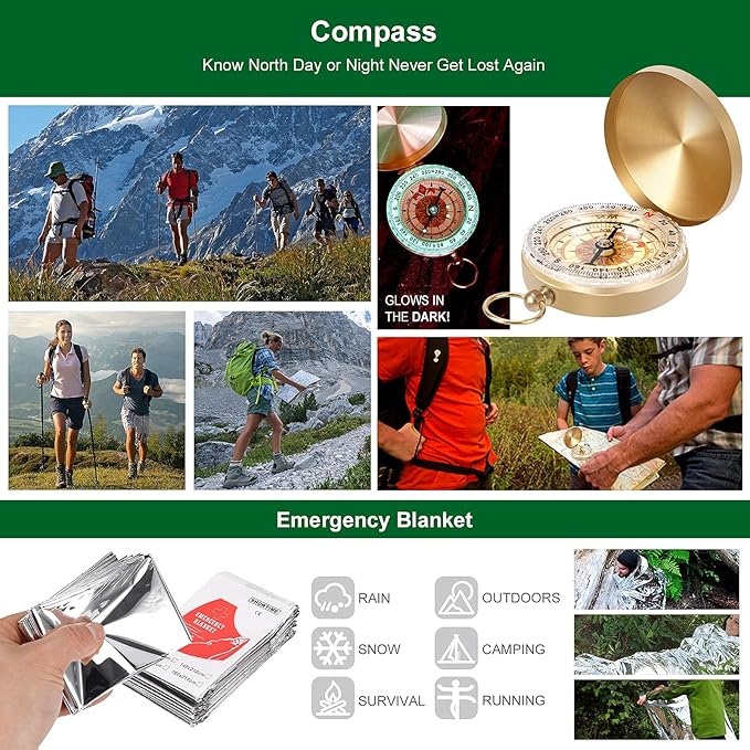 Gifts for Men Dad Christmas Husband Teenage Boy, Survival Kit 28 in 1, Survival Gear Tool Emergency Tactical Equipment Supplies Kits for Families Outdoors Camping Hiking Adventures
