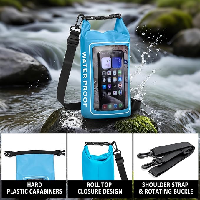 154 Pieces Waterproof Boat First Aid Kit Dry Bag with Cell Phone Bug Out Bags Pouch Roll Top Boat Emergency Kit 2-in-1 for Camping Fishing Kayaking Swimming Rafting