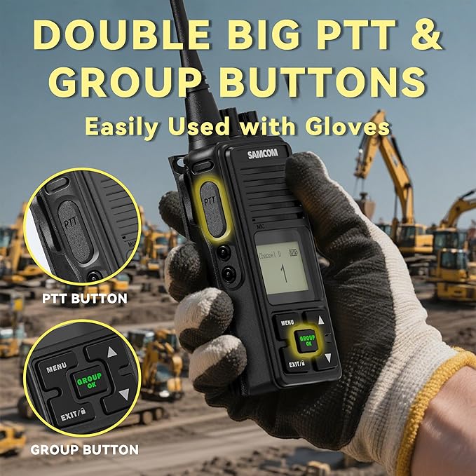 SAMCOM FPCN10A Walkie Talkies for Adults Long Range Two Way Radio, 6 Packs Heavy Duty UHF Handheld 2 Way Radios with Earpiece, 3000mAh Rechargeable Battery, Programable, Dual PTT Group Call