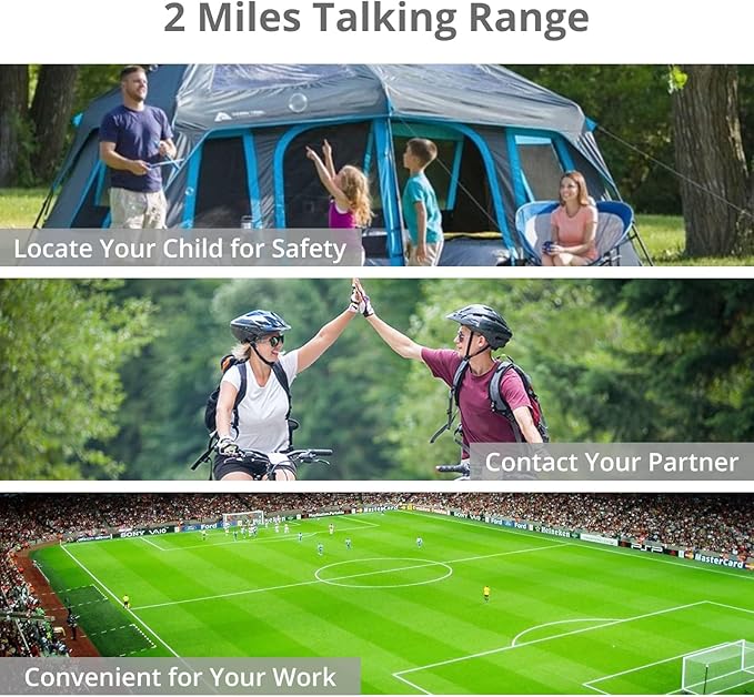 Proster Rechargeable Walkie Talkies 1 Pair - Long Range Two Way Radios 16 Channel Handheld Walky Talky, with USB Charger 2 Pack Earpiece Mic for Walkie Talkies