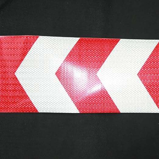 Reflective Tape Red White 8 Inch x 68 Feet, Safety Caution Reflector Strips, Hazard Conspicuity Warning Adhesive Stickers