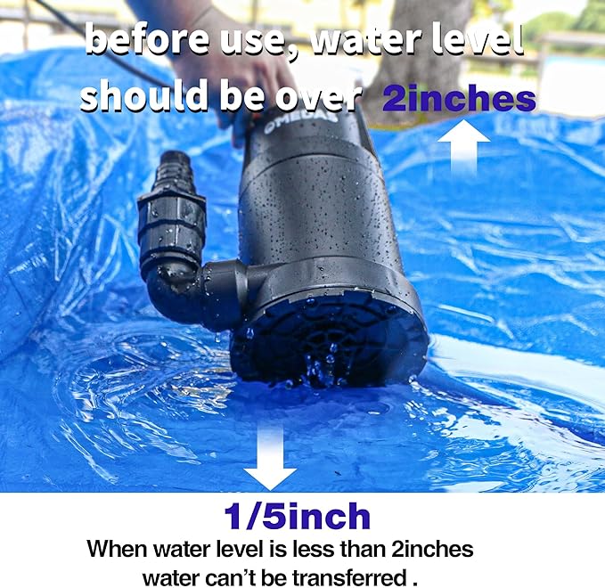 MEDAS Portable Sump Pump for Swimming Pool, Garden Pond, Basement Water Removal with 10ft Power Cord 1/2HP