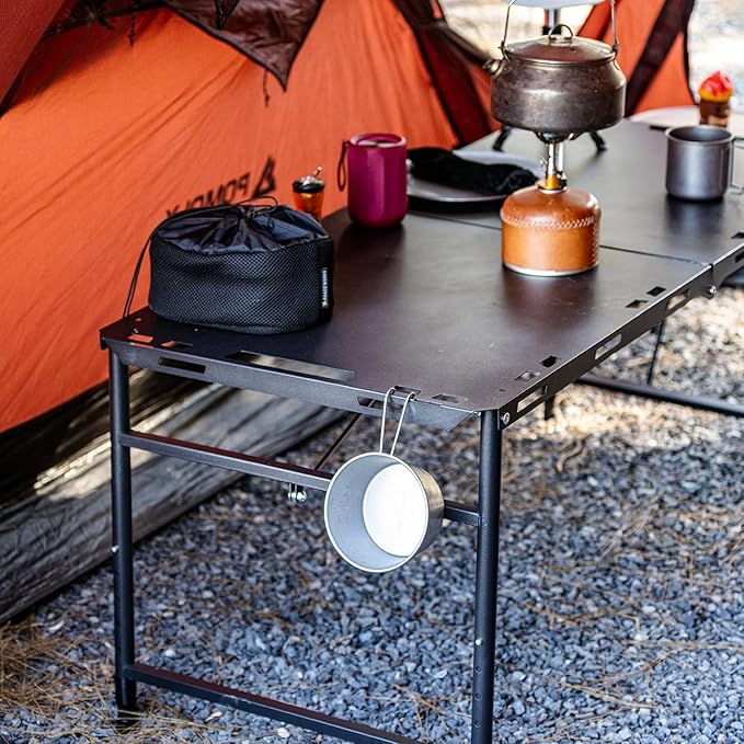 Camping Folding Table Tactical Table with 5 Adjustable Heights (40.9" L x 18.9" W) Portable Outdoor Folding Table with Carry Handle, Bonus Storage Bag for Camping, Picnic, Party