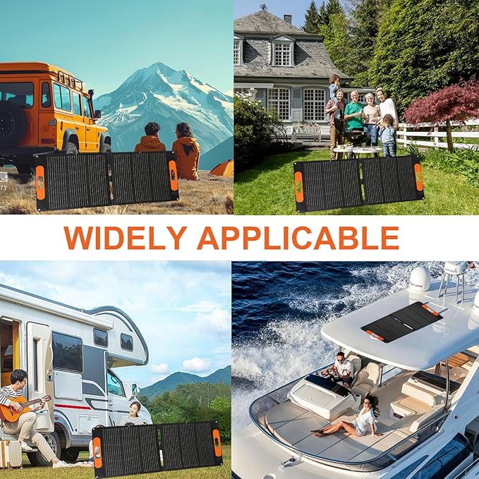 100W Portable Solar Panel for Power Station,20V Foldable Solar Panel Charger with Kickstand,MC4 Cable,Dual USB & Type-C Output,>23% High Efficiency IP65 Waterproof For Camping,Hiking,RV Trips
