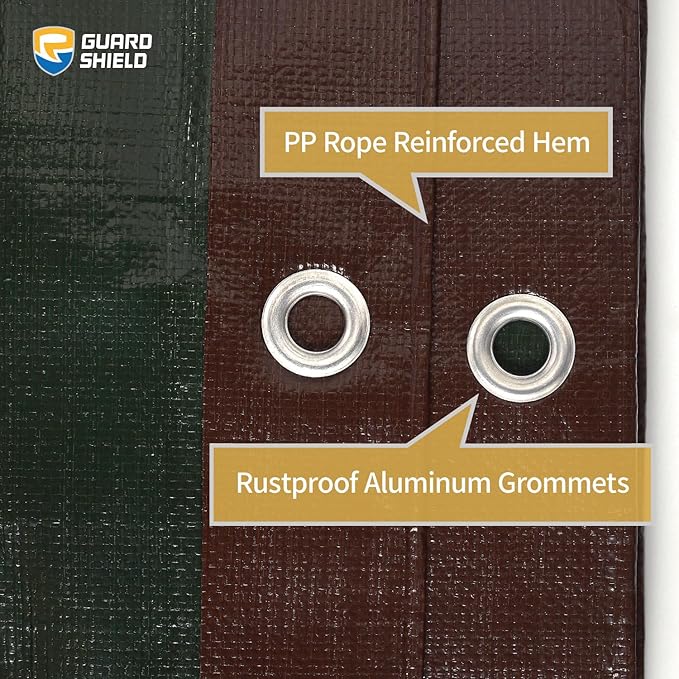 GUARD SHIELD Brown Tarp 20x40 Feet Large Plastic Tarps Heavy Duty Waterproof Outdoor Tarpaulin Cover 12mil