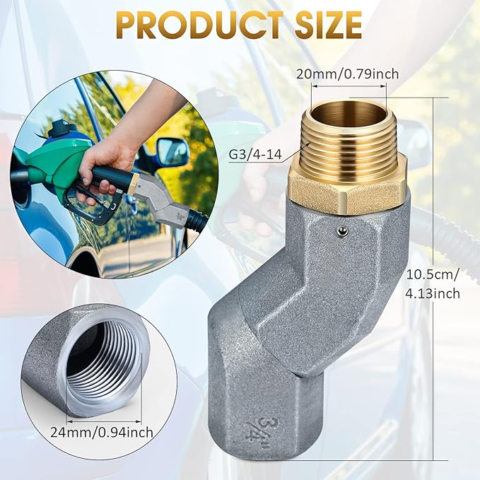 Shimeyao 3 Pcs Fuel Hose Swivel Zinc Alloy 360 Rotating Connector for Fuel Transfer Pump Nozzle Multi Plane Swivel Kit(3/4 Inch,Grey)
