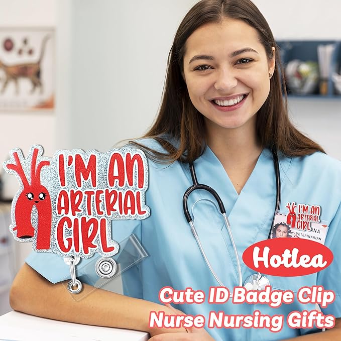 I'm an Arterial Girl Badge Reel with Alligator Clip Funny ID Badge Holders Cute RN LPN CNA MA PCT Badge Buddy Nursing Medical Students Nurse Accessories for Work