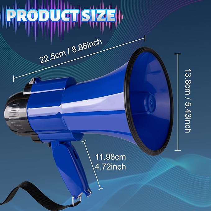 30 Watt Power Portable Megaphone Bullhorn Speaker Voice, Siren/Alarm and 240S Recording with Volume Control and Strap