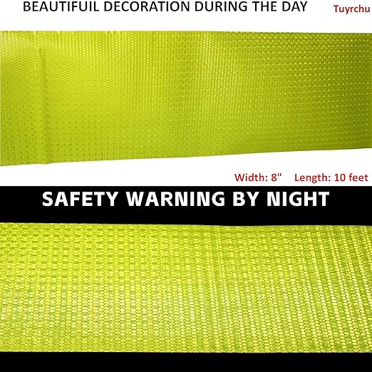 Industrial Reflective Tape Fluorescent Yellow 8 inch Wide, Outdoor Waterproof Hazard Conspicuity Safety Warning Marking Tape (10 feet)