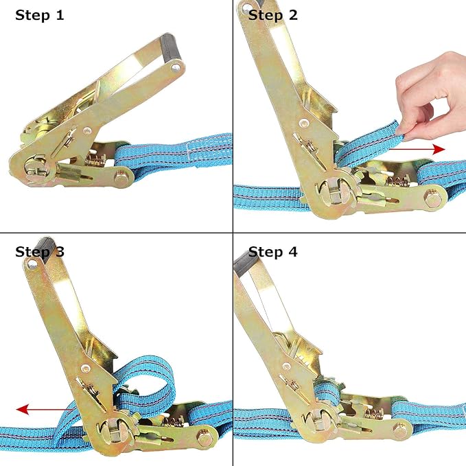 HNBun 2 Pack Ratchet Tie Down Straps, 2 Inch x 33 Feet, 10,000 lbs Break Strength, Heavy Duty Cargo Lashing Straps with Double J Hooks for Trailer, Truck, and Farm Equipment, Blue