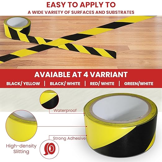 GGR Supplies SST-618C Black & Yellow Hazard Warning Safety Stripe Tape: 1/2" in. Wide x 18 yds.