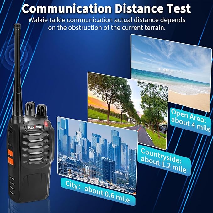 MT-8S Walkie Talkies Long Range for Adults,Rechargeable Walkie Talkie with 6 Way Multi Gang Charger, 1500mAh Li-ion Battery, Earpiece, Flashlight and USB-C Charging (6Pack)