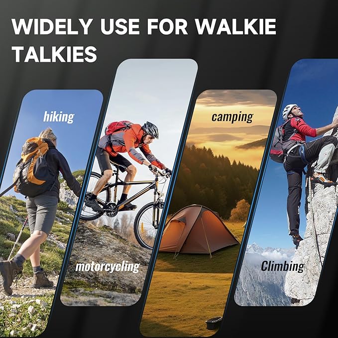 Walkie Talkies for Adults Long Range, Rechargeable Walkie Talkie 22 FRS Channels Two Way Radios with Noise Reduction, Volume Adjustment, LED Flashlight,1200mAh Rechargeable Battery (4 Pack Black)