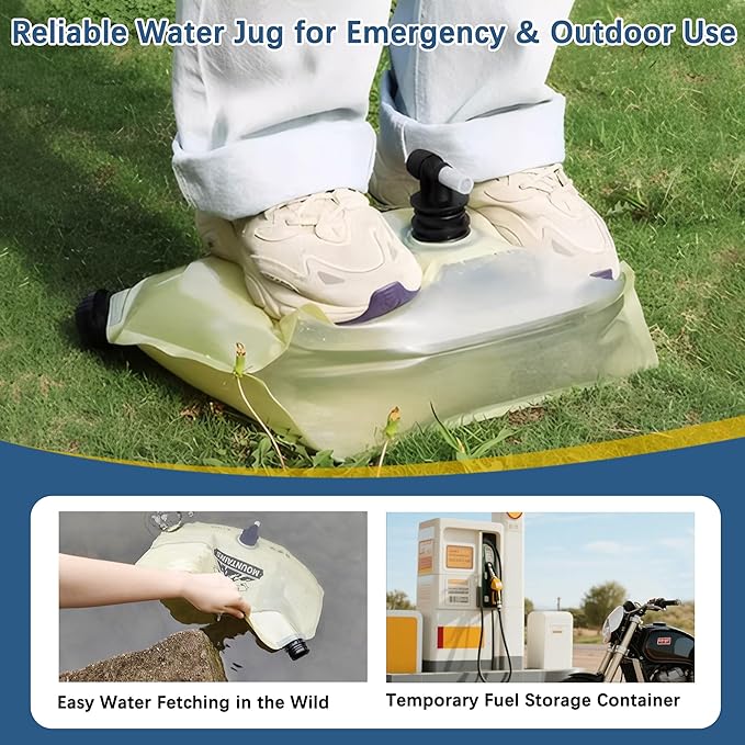 Water Jug Camping 2.1 Gallon Collapsible with Spigot, BPA Free Portable Water Pouch Foldable Water Bags for Outdoor Hiking, Travel and Emergency & Water Storage Containers (Beige-1Pcs)
