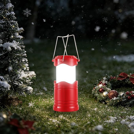Lichamp LED Camping Lantern, 4 Pack Battery Powered Flashlight for Power Outages, Portable Collapsible Hanging Light Essential for Home, Outdoor, Emergency Lamp Survival Kit Gear for Hurricane, Red