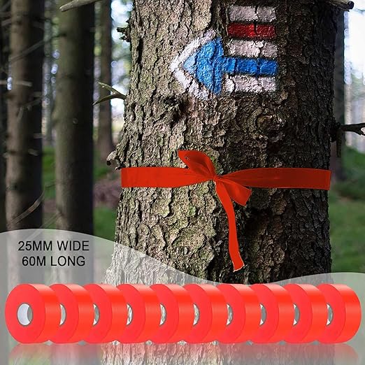 10 Pack Orange Flagging Tape, Non-Adhesive Plastic Ribbon Neon Marking Roll,1inch*2000ft, Marking Tape for Tree Marking, Hunting, Boundaries and Hazardous Areas,Trail Marking