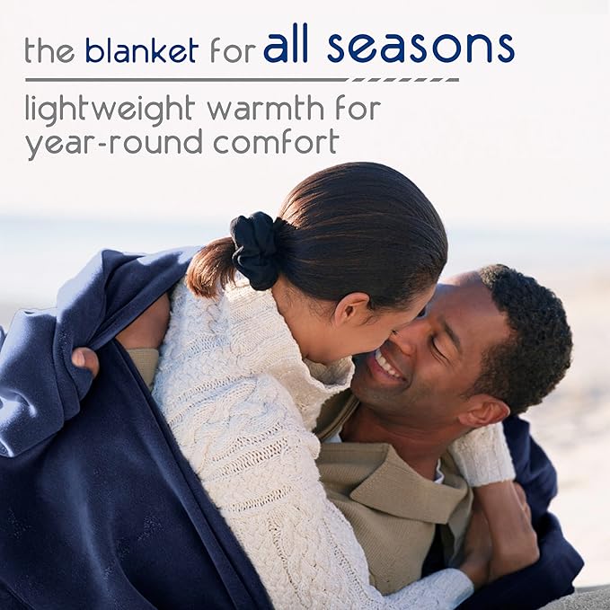 Full/Queen Snuggle-Ready Throw Blanket | Durable Machine Washable Pet Friendly | All-Season Comfort | Layering Bed Sofa Blanket | Cozy Navy
