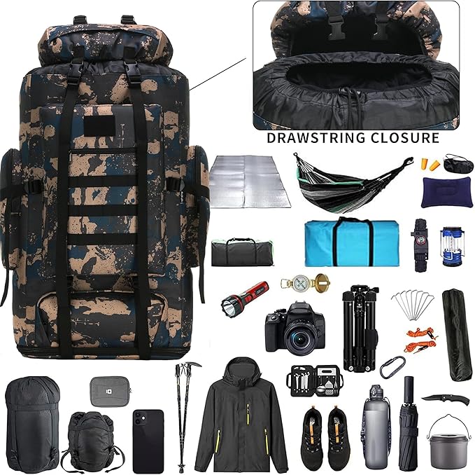 Hiking Backpack for Men 70L/100L Camping Backpack Military Rucksack Molle 3 Days Assault Pack for Climbing