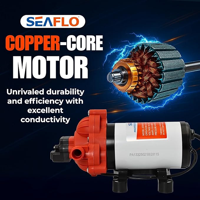 SEAFLO 33 Series Water 110V AC Pressure Pump - 115V AC, 3.3 GPM, 45 PSI, Self Priming, Smart Pressure Switch, for RV/Caravan/Marine/Industrial Use-NSF, CE & Rohs Certified, UL Listed, 4-Year Warranty