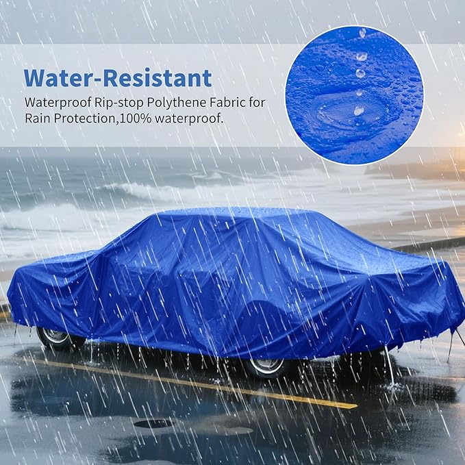 TARPAL 12x25ft Waterproof Heavy Duty Tarp 16Mil Thick with Metal Grommets Every 17.7" Large Multipurpose Tarp Tear-Resistant UV Protection Covers Roof, Pool,Car,Firewood&Outdoor Furniture(Blue/Brown)