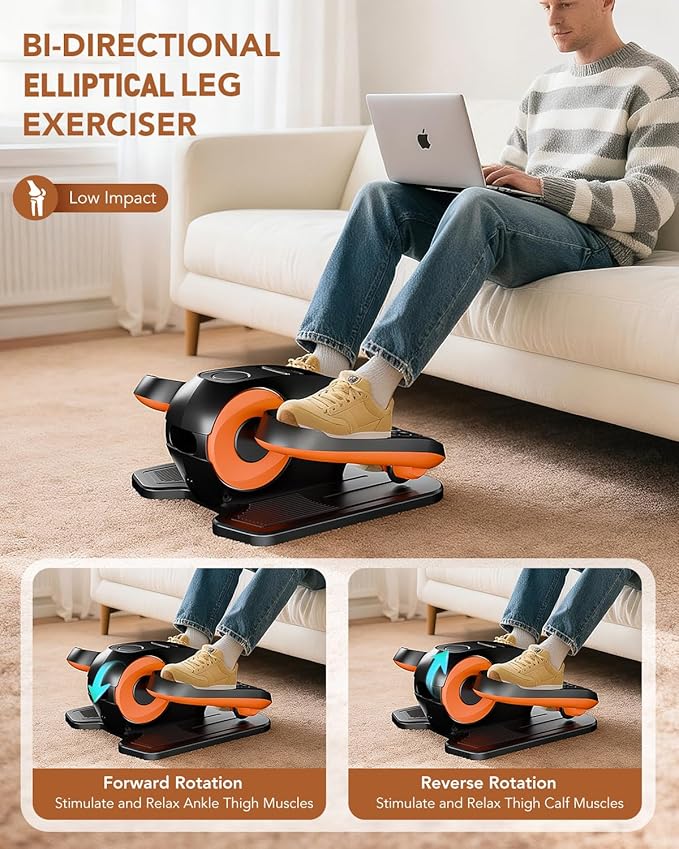 Under Desk Elliptical Machine, Leg Exerciser Electric as Seen on TV for Seniors, 24 Modes Romote Control Home Workout Exercise Equipment
