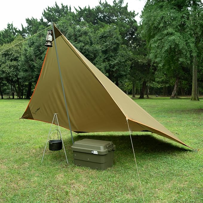 FREE SOLDIER Camping Tarp Waterproof Portable Multifunctional Outdoor Camping Traveling Awning Backpacking Shelter Rain Tarp (Greenish Brown 6 Loop 10×12ft)