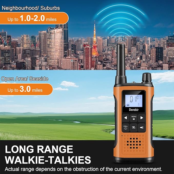 Walkie Talkies Long Range for Adults-2 Pack Rechargeable Walkie Talkies 22 FRS Channels 2-Way Radios with NOAA Weather Alert,VOX,Flashlight and 1500mAh Li-ion Battery for Family Camping Hiking
